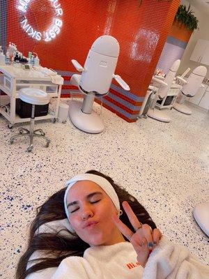 Me enjoying myself at the cutest facial place ever!