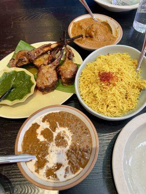 Lamb, Bibi JI Dal Makhni, Butter Chicken, Basmati Rice