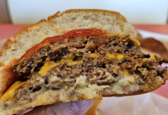 Double cheeseburger with extra cheese..