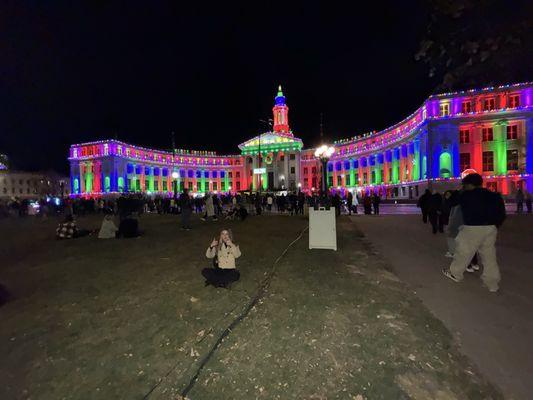 City hall illuminated