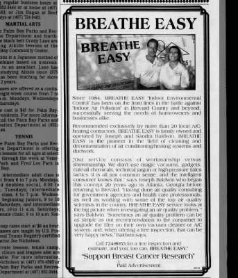 Florida Today Newspaper clippings about Joe and Sandy Baldwin. Providing Brevard County residents with clean air for decades