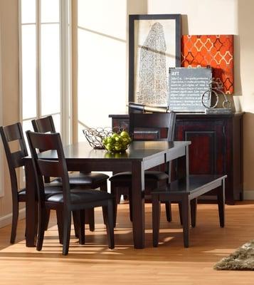 Schneidermans Furniture Transitional Dining Room Furniture in a Dark Finish, Artwork  PLYMN