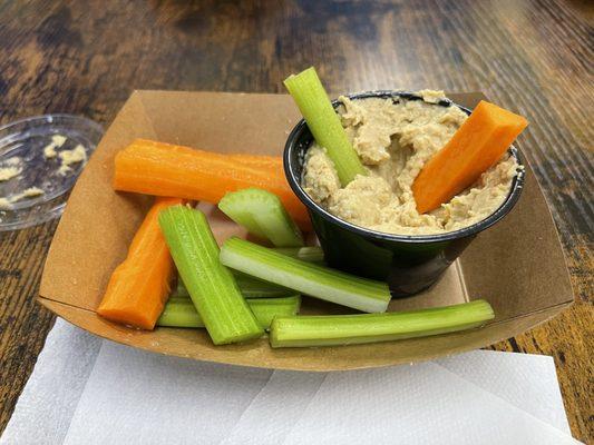 Hummus with veggies (pita bread is also an option)