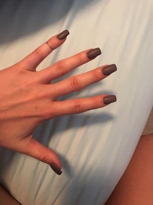 $16 for a fill! He removed my old gels, made my coffin shape more square and thinned the nails out, so they look completely natural!