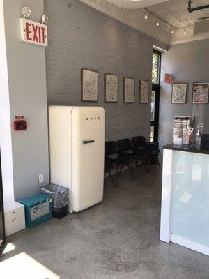 Preferred shaded seating area in front waiting room