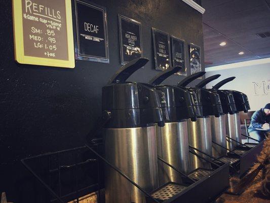 Several flavors self serve coffee