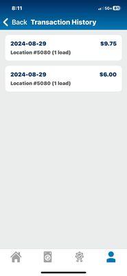 My only transactions using this app which were at this location