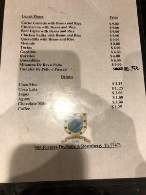 The menu