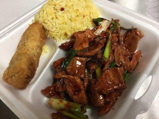 combination plate - mongolian beef