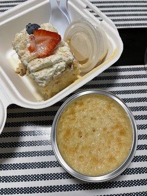 Tres Leches cake and Flan