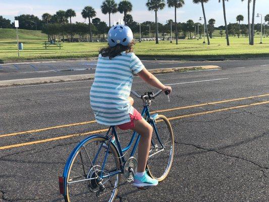 My daughter on her 1978 Schwinn Suburban. They just don't make bikes like this anymore.