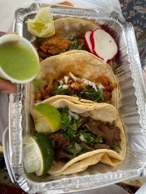 Tacos Regular, Carne Asada, Al Pastor, Chicken