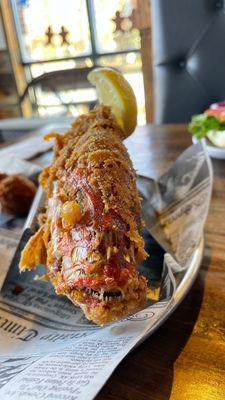 Whole fried snapper