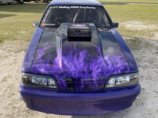 Graphic ghost flames hood and scoop (guppy) wrap