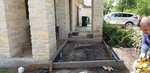 Concrete slab with Retaining wall