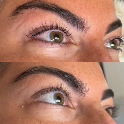 Lash lift before & after