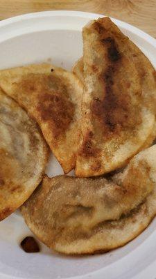 Fried chicken dumplings over cooked and dry