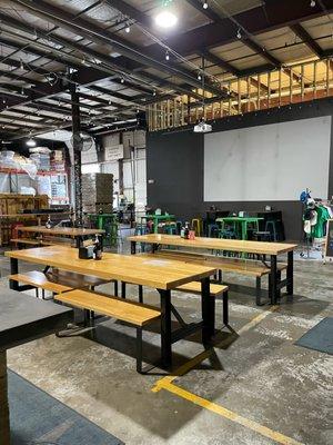 In the taproom you can try beer from our 18 taps, grab a bite to eat from our partnered restaurant, grab some merch and beer to go