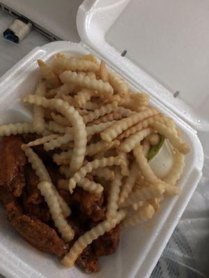 The wings and fries was small