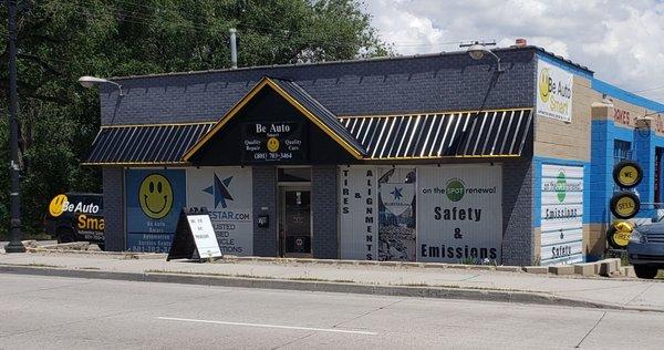 The front of the shop facing west on the east side of Redwood Road in West Jordan Utah