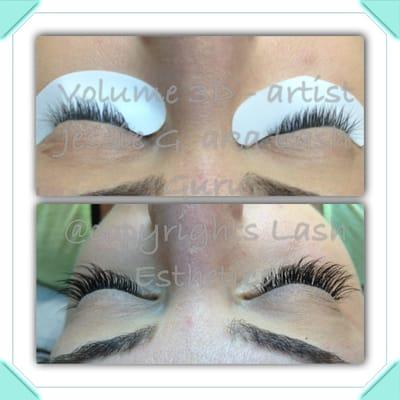 Traditional eyelash extension application. Before/After. Spring 2014