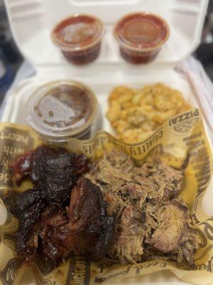 Pork Belly Burnt Ends & Pulled Pork, Mac & Cheese, Baked Beans.... BBQ Sauce