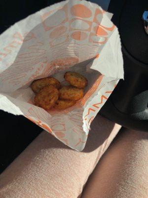 I literally received 6 little hash browns with my order. What a waste of a dollar.