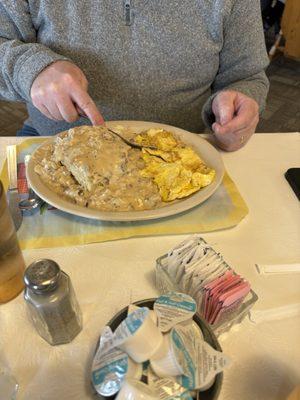 Sausage gravy and biscuits