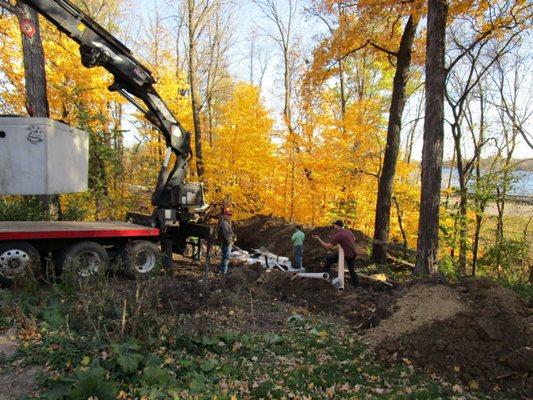 Fall septic tank installation