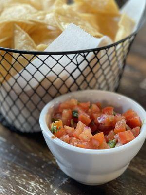 Chips and Pico de Gallo.