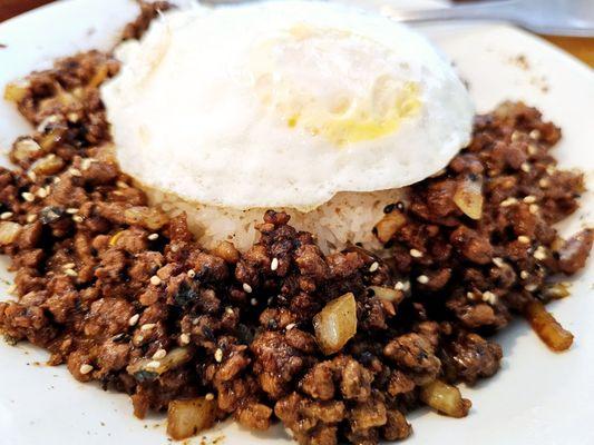 原味肉碎煎蛋飯 (Minced Pork and Egg with Rice)