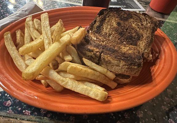 Reuben sandwich and fries