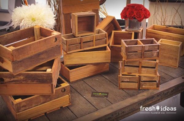 All these boxes are made in our wood shop!  You can order custom sizes.