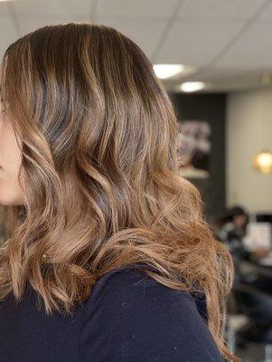 Hair balayage light mocha tones