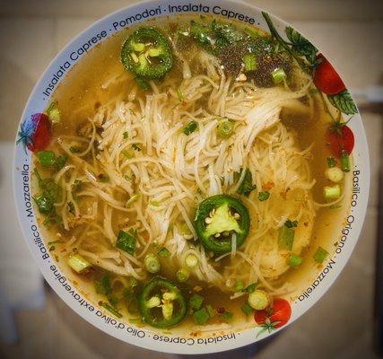 Pho rare beef with lemongrass broth