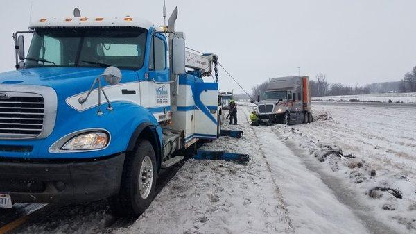 Loaded Truck & Trailer Winch Out