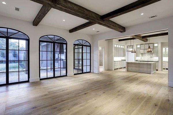 New kitchen flooring and beams. We love the new look and can't wait for the furniture.