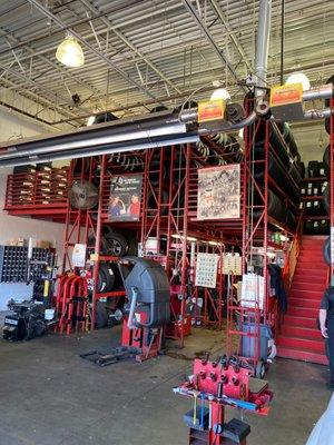 The shop/bay at Discount Tire.