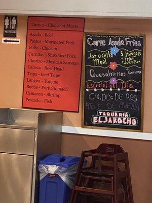 Choices of meat and daily specials