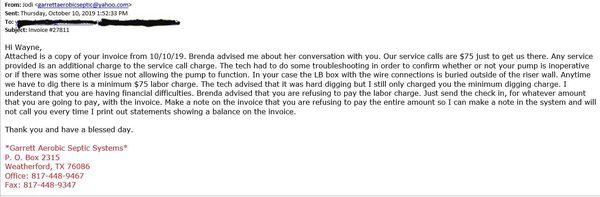 Email from Office Staff: REFUSING TO PAY