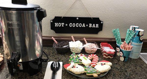 #PatientChristmasParty  #cookiesandhotcocoawithSanta #weloveourpatients  #hotcocoabar  #SantaClark  #elves