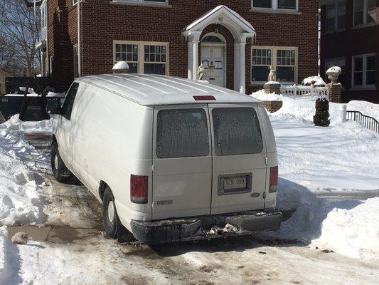 Ice, snow banks and a van driven by a surly foul mouthed subcontractor.