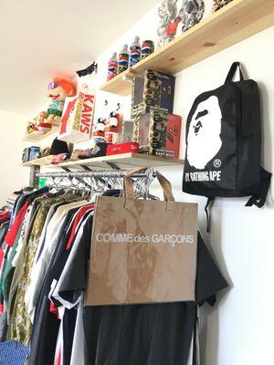 We resell brands like: A Bathing Ape, Comme Des Garcons, Supreme, KAWS, Vintage, Palace, Burberry, and more