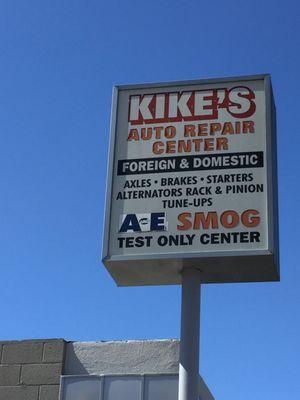 Kike's does smog checks too -- test only center.