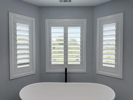 Basswood Custom Shutters perfect for the bathroom