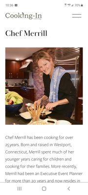 CHEF MERRILL OF
COOKING-IN CATERING