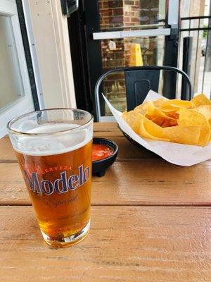 Beer and chips and salsa