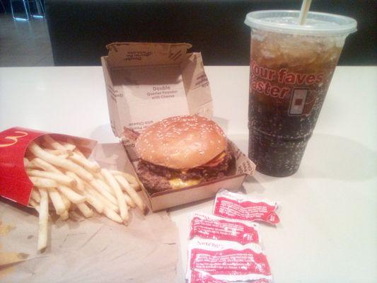 Double Quarter pounder with bacon, fries and a drink.