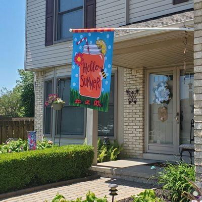 Love My New Colorful "Hello Summer" House Flag. Bought at Menard's - $7.99 with 11% Rebate.     6/21/2022