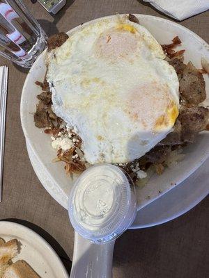 Greek breakfast skillet - never seen this on a menu so I gave it a try. SO good!